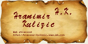 Hranimir Kulizić vizit kartica